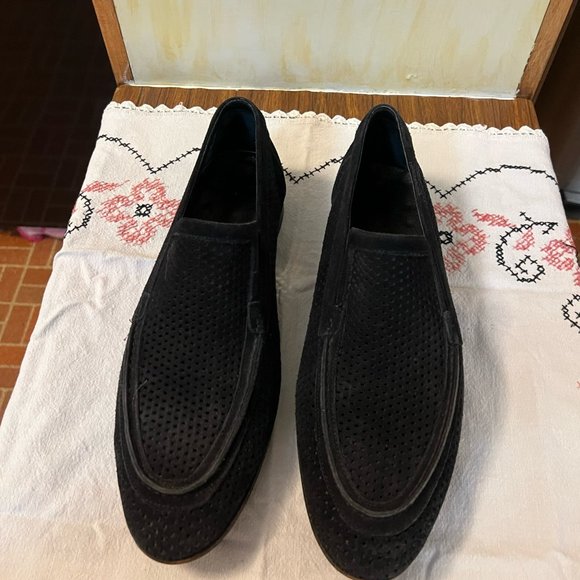 Donald J Pliner Men\'s Size 11M Black Mesh Suede Loafer